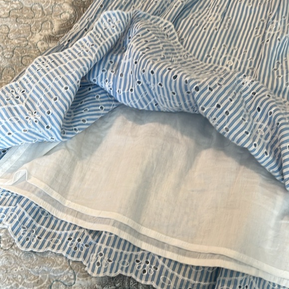 SOLD…Ann Taylor Loft Eyelet Striped Tiered Swing Dress Blue & White Size L NEW - Picture 9 of 16